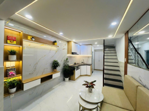 Bán Nhà Đường Phạm Văn Chiêu Gò Vấp: 24m² Đẹp Ở Ngay, Giá 3.49 Tỷ 1 "Không gian phòng khách và bếp thiết kế tối ưu, phong cách hiện đại với tông màu sáng chủ đạo, nội thất cao cấp được bố trí tinh tế, tạo cảm giác rộng rãi và ấm cúng cho căn nhà."