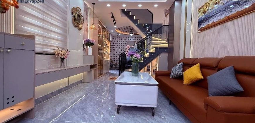 Không gian nội thất phòng khách sang trọng hiện đại tại nhà hẻm Thống Nhất Gò Vấp dưới 6 tỷ