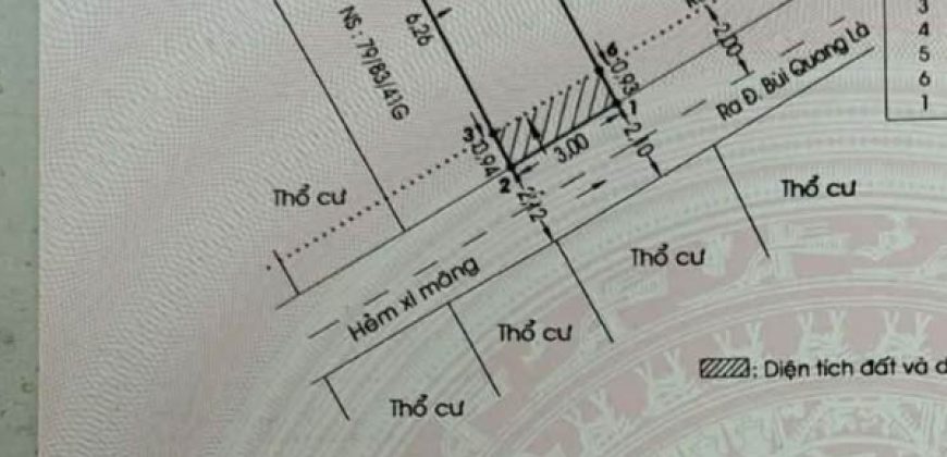 Pháp lý sổ hồng riêng vuông vức hoàn công đầy đủ căn nhà đường Bùi Quang Là Phường 12 Quận Gò Vấp.nhà gò vấp dưới 4 tỷ