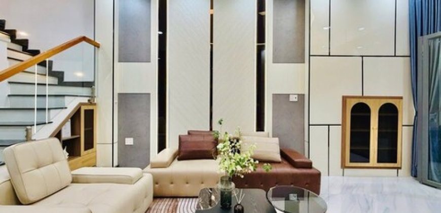 Nội thất cao cấp tại phòng khách nhà Gò Vấp 4 tầng mới xây